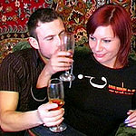 Cute redhead gets drunk and sucks and rides a cock