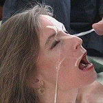 Cum guzzling housewife takes a facefull
