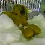 April Chest playing with her big tits in a bubble bath and taking a hot hard shower