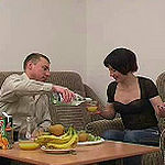 Man fucking  drunk brunette lady with small tits