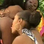 Alluring trio in outdoor fun