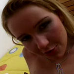 Blonde girl sliding cock in her ass