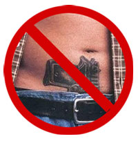 no guns in waistbands sign