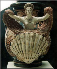 Aphrodite born from sea foam of Uranus' genitals