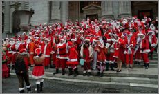 big crowd of santas